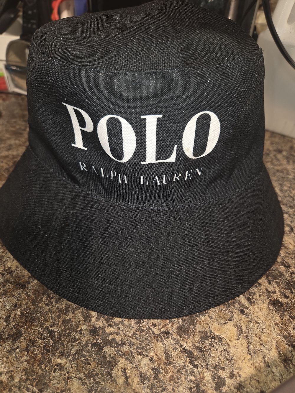 Polo by Ralph Lauren Black Bucket Hat with White Logo